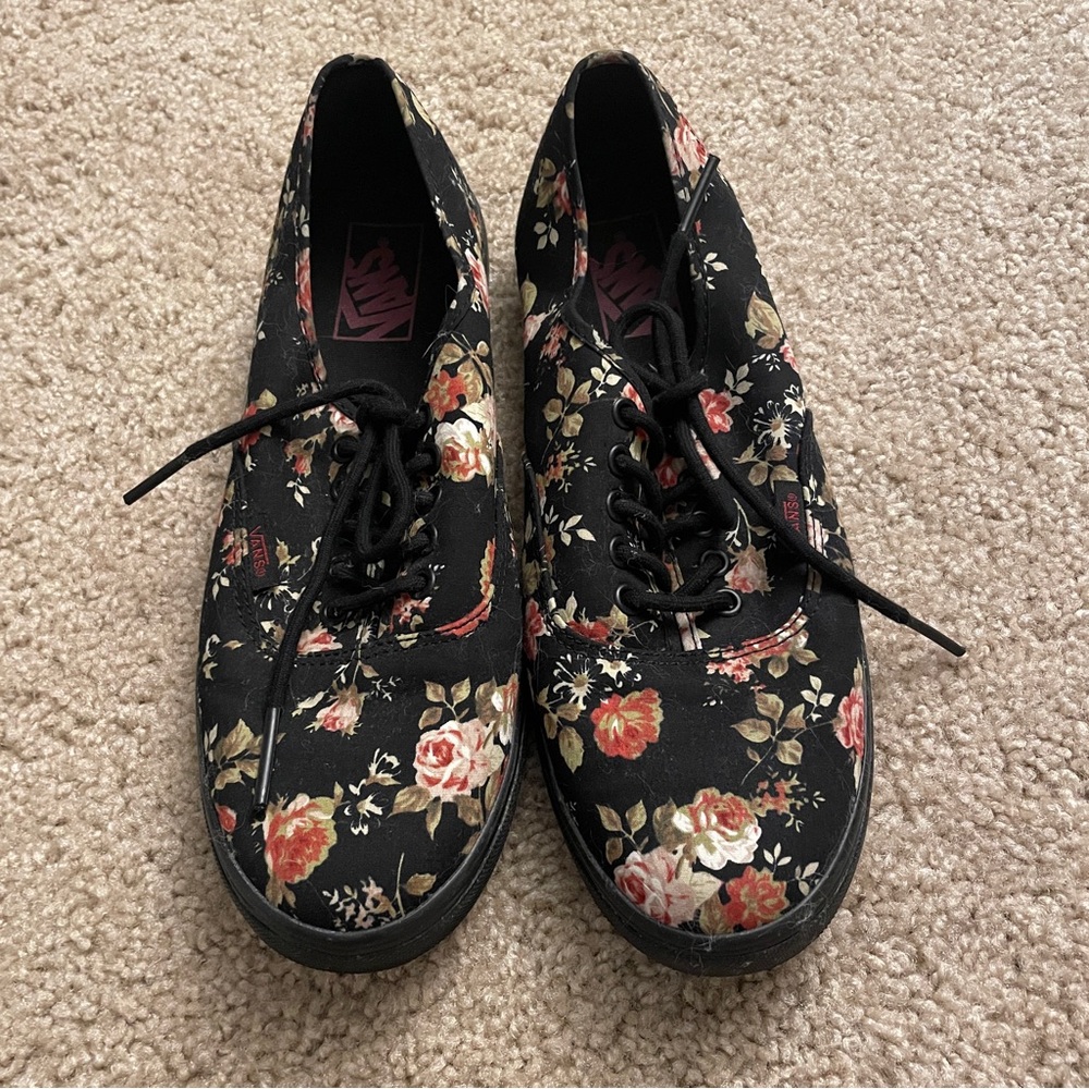Vans Black Floral Women's Shoes
